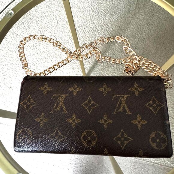 Louis Vuitton Portefeuille Sarah Monogram Long Wallet Brown Authentic with Chain - Picture 15 of 15